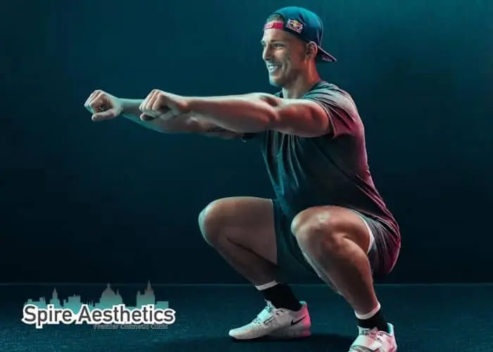 Image of man build leg muscle Ware through exercise
